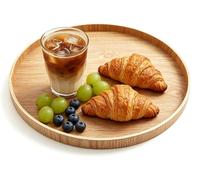 Bandeja redonda de madera, de 33 cm de diámetro, ideal para postres, tartas y aperitivos