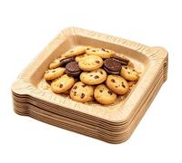Bandejas de Papel Comida Bandejas Porta Aperitivos 20 Piezas Antigoteo | Bandejas de Papel para Servir en Fiestas Picnic Barbacoa Cumpleaños 24cm [papel siliconado cuadrado] con soporte para