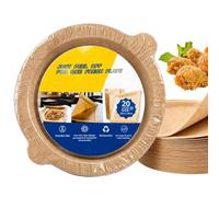 Bandejas de Papel Comida Bandejas Porta Aperitivos 20 Piezas Antigoteo | Bandejas de Papel para Servir en Fiestas Picnic Barbacoa Cumpleaños 24cm [papel siliconado ] con soporte para p