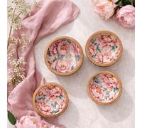 Bandejas para servir con diseño de rosas, juego de 4 bandejas para aperitivos de 17 cm