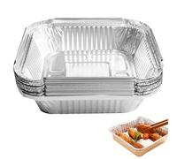 Bandejas Rectangulares De Aluminio Para Hornear - Paquete De 20 Bandejas De Papel De Aluminio - Recipientes De Papel De Aluminio Aptos Para Freidora De Aire - Platos Para Hornear En El Horno Casero