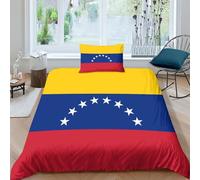 Bandera de Venezuela Juego De Ropa De Cama Juego De Funda Nórdica para Impresión 3D Bandera Nacional Juego De Funda De Edredón Suave Y Transpirable Funda De Edredón con Fundas De Single（135x200cm）