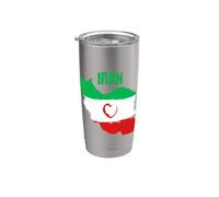 Bandera del mapa del corazón de Irán | Libertad iraní persa | Free Iran Vaso térmico de acero inoxidable de doble pared