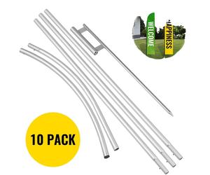 Banderín tipo "swooper" Oxford de tamaño estándar VEVOR, juego de 10 unidades, 4,8 metros de longitud. Incluye poste de aluminio y estaca para tierra. Ideal para publicidad, con diseño de banderín y p