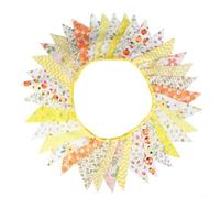 Banderines de algodón de 10 m con patrón de flores, banderines triangulares para cumpleaños, festivales, fiestas de té, decoración del hogar, material suave impermeable (amarillo)