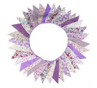 Banderines de tela floral vintage de 33 pies, 36 banderas triangulares de algodón para decoración de bodas, fiestas, jardín, guirnalda colgante reutilizable con 12 colores, 10 metros para patio al