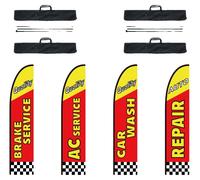 Banderines publicitarios VEVOR con plumas para talleres de reparación de automóviles, con juego de mástiles, ideales para publicidad exterior de empresas. Incluye: 4 banderines, 4 mástiles, 4 estacas