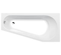 Bañera asimétrica de 160 x 80 x 44 cm, diseño para la derecha, material acrílico PROJEKTA, color blanco