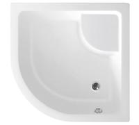Bañera de ducha Aqualine, de acrílico, con forma de cuarto de círculo, 80x80x28 cm, incluye patas, modelo R550