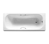 Bañera de Forma Rectangular de Acero Princess 160cm Blanco Roca - Con faldón frontal / Juego de patas universal / Con válvula automática con sifón
