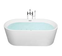 Bañera De Hidromasaje Independiente De Acrílico Sanitario Blanco Individual 170 X 80 Cm Ovalada Diseño Moderno Havana