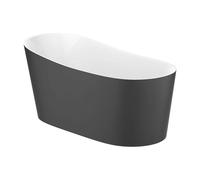 Bañera de Stonex con Diseño Ovalado en Acabado Color Onix y Maui Round Blanco Roca
