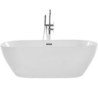 Bañera independiente de acrílico blanco plateado 170 cm con rebosadero moderno Nevis