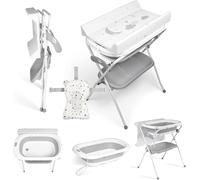 Bañera Ms Innovaciones ZOE Gris con Patas, Cambiador, Cojín Reductor y Cesta de Almacenamiento