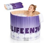 Bañera plegable para adultos, bañera portátil de 80 cm, bañera plegable con aislamiento de 5 capas y doble desagüe, bañera inflable compacta para baños pequeños, camping y RV