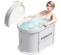 Bañera plegable para ducha, bañeras independiente para baño caliente, bañera de hielo portátil para adultos (gris, ovalada, mediana)