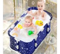 Bañera plegable portátil para adultos, bañera extra grande para ducha caliente y baño de hielo, bañera independiente para recuperación (azul)