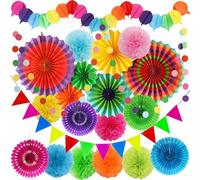 Bangbobi Decoraciones para la Vuelta al Cole Abanicos de Papel Flores: Kit de Decoraciones para Escolares con Guirnalda, Ceremonia de Vuelta al Cole y Regalos