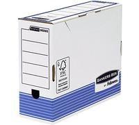 Bankers Box 0026501 - Caja de archivo definitivo System lomo 100mm, A4, montaje automático, pack 10 unidades, color blanco y azul
