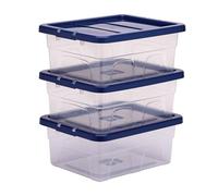 Bankers Box Cajas de almacenamiento de plástico de 15 litros, pack de 3, tapas sin BPA 100% recicladas, apilables y encajables, con tapa, 17x32x40 cm, ideal para organizar el hogar y la oficina