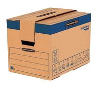 Bankers Box pack 5 cajas mudanza 37,5L (30×30×40,5cm), cartón doble, asas, sin cinta, montaje FastFold, 100% reciclables - resistentes para transporte y almacenaje