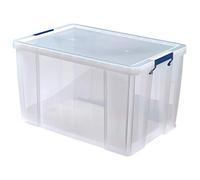 BANKERS BOX ProStore - Cajas de almacenamiento de plástico con tapa (85 L, apilables, superfuertes, 37,5 x 58 x 38,5 cm), fabricadas en el Reino Unido, transparentes