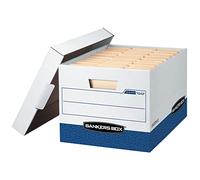 BANKERS BOX R-Kive - Cajas de almacenamiento resistentes, FastFold, tapa levantable, carta/legal, paquete económico de 20 (0724314)