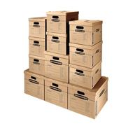 BANKERS BOX SmoothMove Cajas de mudanza clásicas, montaje sin cinta, asas de fácil transporte, marrón, paquete surtido de 12 (7716401)