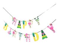 Banner de Cumpleaños Hawaiano de Papel, Decoraciones Tropicales | Colgante Festivo Brillante y Divertido, para Little One, Mesa de Pastel, Fondo Fotográfico