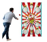 Banner de Juego de Lanzamiento de Payaso de Carnaval con 3 Sacos de Frijoles - Decoración y Actividades de Fiesta de Circo para Niños y Adultos - Ideal para Festivales (140 * 80 cm)
