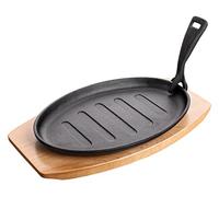 Banquet de Hierro Fundido - sartén - sartén en Soporte de Madera con Mango extraíble, Color Negro, Juego de 2