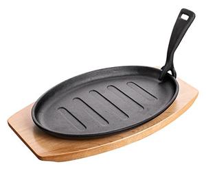 Banquet de Hierro Fundido - sartén - sartén en Soporte de Madera con Mango extraíble, Color Negro, Juego de 2