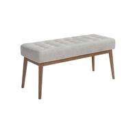 Ángel Cerdà Banqueta 5107C tapizada gris oscuro con patas madera nogal 100x40x45 cm