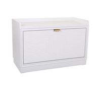 Banqueta zapatero de madera blanca 80x38x53
