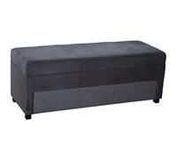 Banqueta Zapatero pie de Cama de Madera y Tela en Gris 20x43x45cm