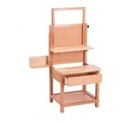 Baoblaze Asiento de Arte Ajustable Caballete Taburete Banco Organizador con Cajón Lateral y Estante Inferior en Madera de Regulable 90 a 126 Cm Adecuado para Ilustración Trabajo Manual, Haya