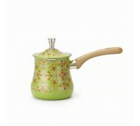 Baoblaze Cafetera Turca Olla Cazo Tetera Jarra para Preparar Café Tradicional y Calentar Leche Acero Inoxidable con Pomo, Verde Claro Con Patrón Geométrico, 550ml