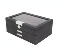 Baoblaze Caja Expositora para Bolígrafos Organizador de Plumas Estuche de Escritura Vitrina de Colección con Suede Café Que Evita Daños Tapa de Vidrio y, 34 Compartimentos
