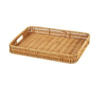 Baoblaze Cesta Almacenaje Industrial Rattan Artificial con Base Plana y Laterales para Exhibir Productos en Encimera Acuada para Servir Alimentos en Salón y Entrada, Marrón Claro, L