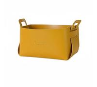 Baoblaze Cesta de Almacenamiento para Coche Caja Organizadora Contenedor Bandeja Cubo de Cuero PU Resistente E Impermeable con Asas Plegable para Guardar , Amarillo , L
