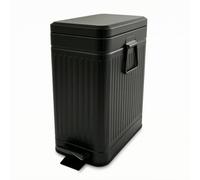 Baoblaze Cubo de Basura con Pedal Ahorro de Espacio Contenedor Papelera Bidón con Cesta Interna Extraíble y Asa Utilización la Tapa Asa Lateral Metal y PP, Negro, 10L Rectangular