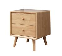 Baoblaze de Noche Estantería de Almacenamiento Mesa Auxiliar Cajonera Mueble Lateral Frente y Estante Acabado Vetado en Madera Maciza Adecuada para Dormitorio, 40cm, Madera Natural