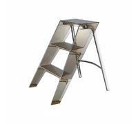 Baoblaze Escalera Plegable Portátil Transparente Estilo Acrílico Taburete Peldaño Banqueta con Material PC Aislante y Estable Soporta 100 Kg y Pesa 4.8 Kg, Café, Tres Escalones