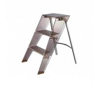 Baoblaze Escalera Plegable Portátil Transparente Estilo Acrílico Taburete Peldaño Banqueta con Material PC Aislante y Estable Soporta 100 Kg y Pesa 4.8 Kg, Marrón, Tres Escalones
