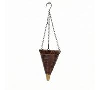 Baoblaze Guirnalda Decorativa Cesta Colgante Cono Macetero Colgante Canasta Tejida Ornamento de Entrada Canasta Cónica Tejida con Gancho Adecuada para Porche Jardín Vestíbulo 55cmx15cm