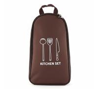 Baoblaze Organizador de Utensilios de Cocina de Exterior Bolsa para Cubiertos Estuche de Transporte Oxford con Compartimentos Adecuado para Camping Barbacoas Picnic y Senderismo, Café