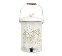 Baoblaze Papelera de Pedal Exterior Papelera Cubo Basura Contenedor Residuos con Pedal de Pie Apertura Cómoda Hierro Fundido Estética Retro Doble, Blanco