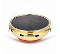 Baoblaze Parrilla de Barbacoa Parrilla Asador Brasero Plancha Portátil de Mesa Desmontable con Ventilación para Sellar Apta para Reuniones Familiares Terraza Jardín, Gold, 3-Layer Steel Pan