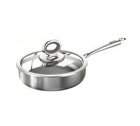 Baoblaze Sartén de Titanio Sartén Olla Paellera con Forma Poco Profunda para al Voltear Acero Inoxidable 316L Tapa Visible Adecuada para Freír Saltear y Servir en Mesa, 24 Cm