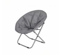Baoblaze Sillón Plegable Colapsable Silla Lounge Redonda Asiento Bajo con Diseño Ergonómico Tipo Cuenco y Base de Metal Plegado en X para Almacenamiento Rápido, Gris